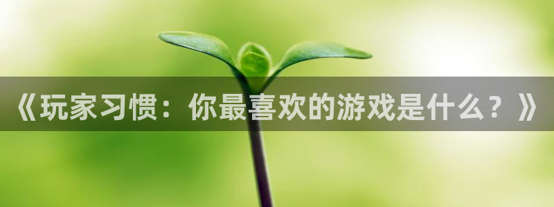 多彩娱乐网页登录入口官网：《玩家习惯：你最喜欢的游戏是什么？